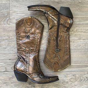 BCB Girls Copper Metallic Cowboy boots